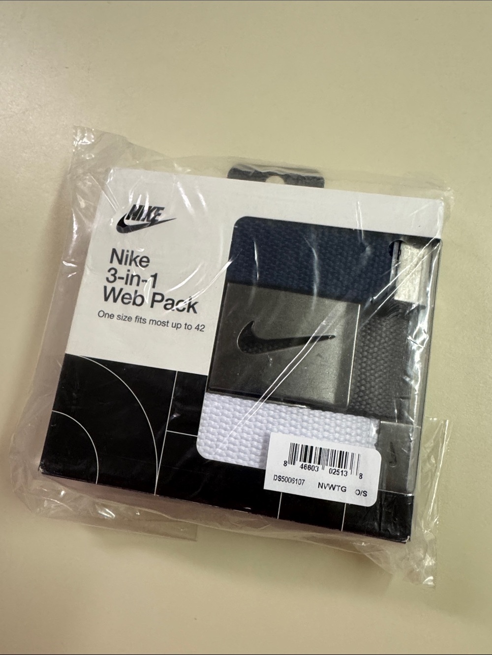 Nike 3-in-1 Web Pack Belts — Black, Gray, White